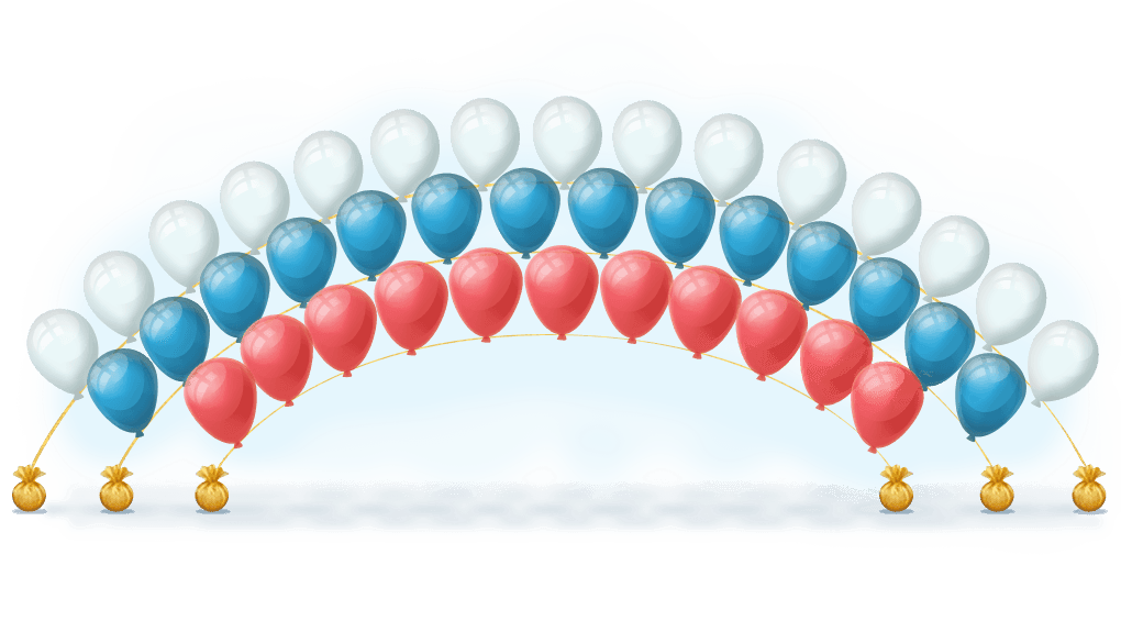 3 шарика в ряд. Шары Триколор. Шары в цвет флага. Шарики в виде флага России. Арка из гелиевых шаров Триколор.